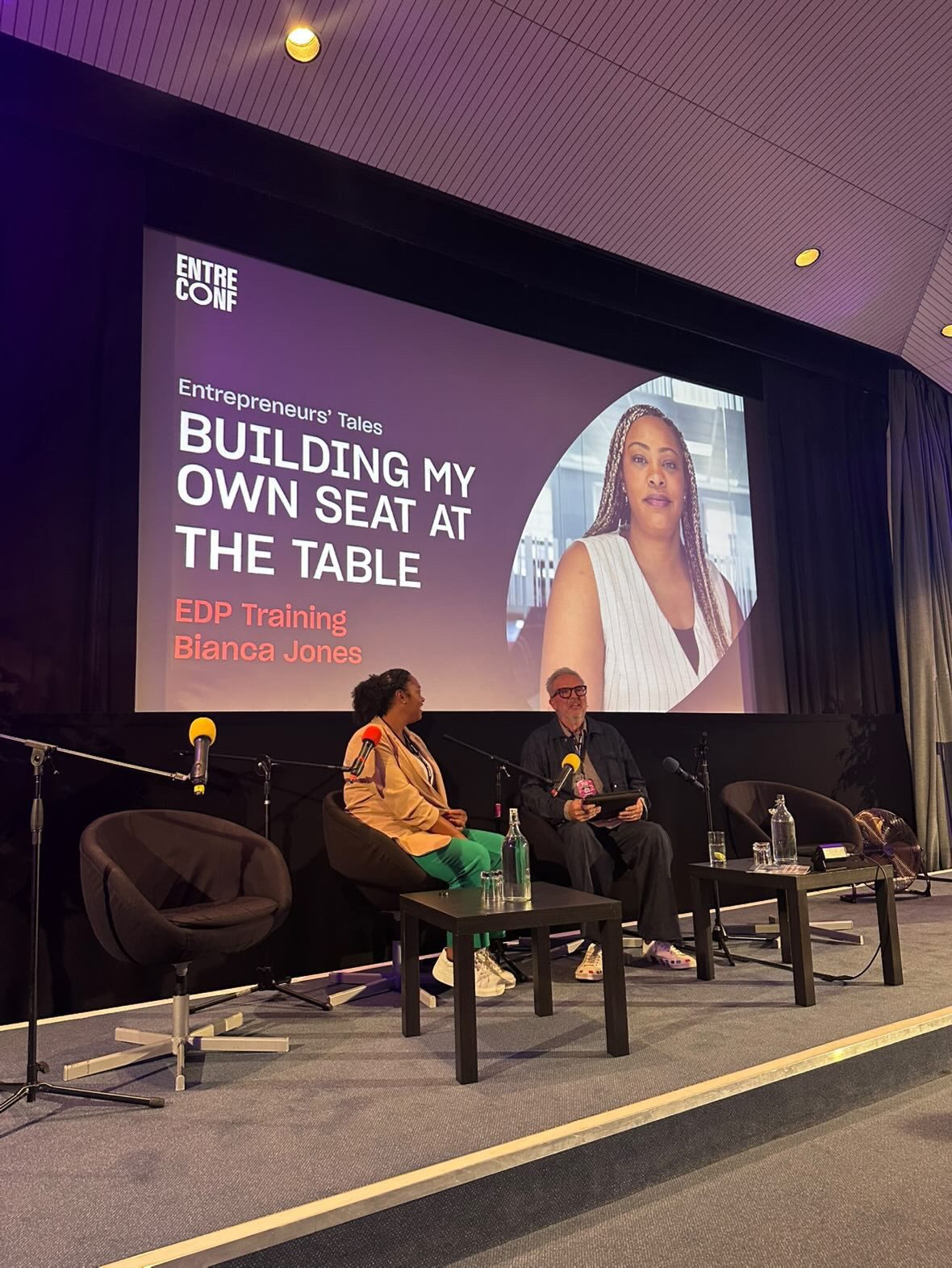 Bianca speaking at EntreConf: Building My Own Seat at the Table.