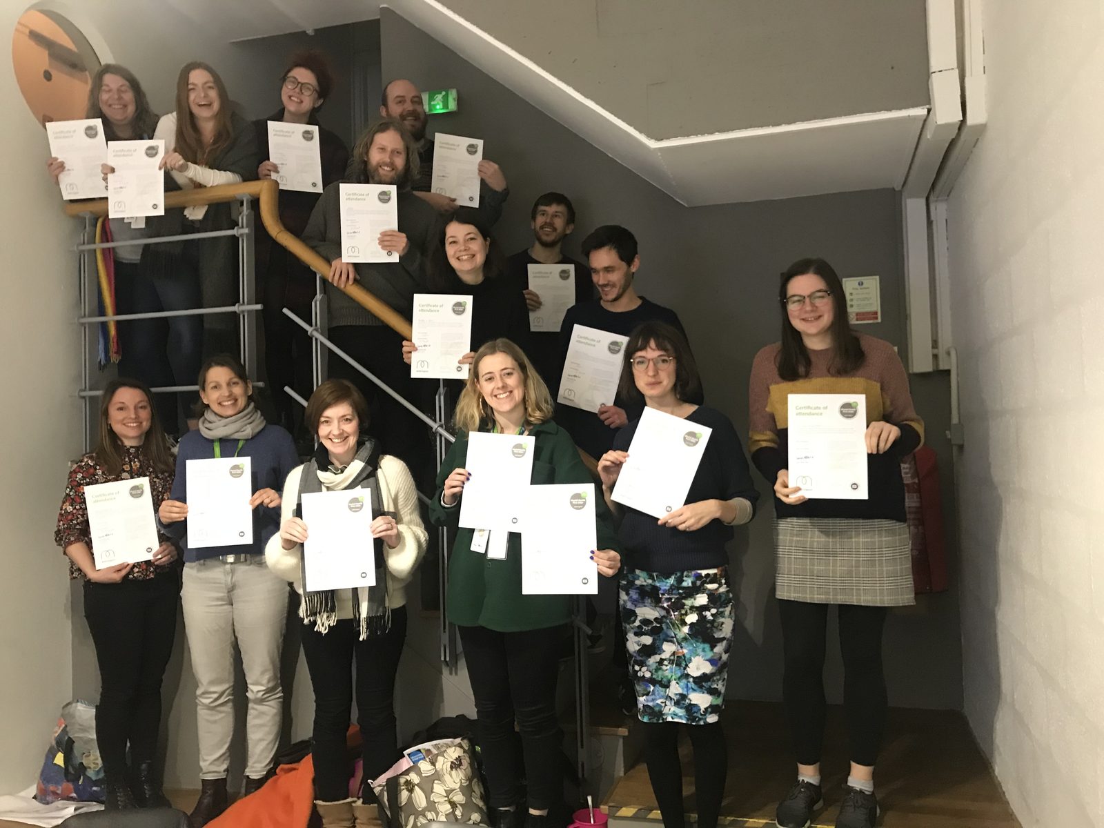 Newly qualified Mental Health First Aiders at We The Curious.