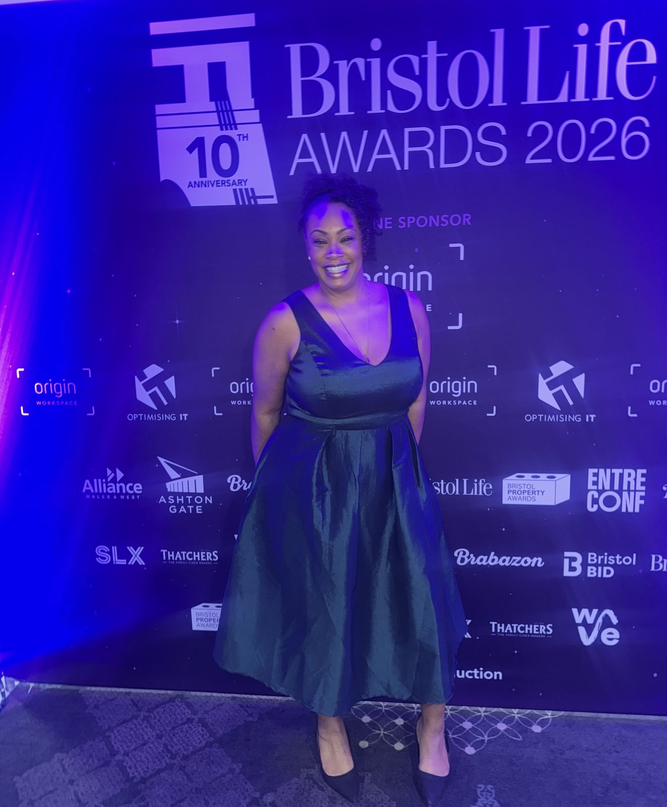 Bianca at the Bristol Life Awards following EDP's nomination as a finalist.